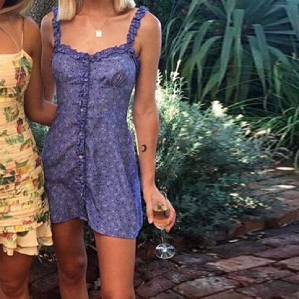 Flower Print Button Halter Sleeveless Dress!!